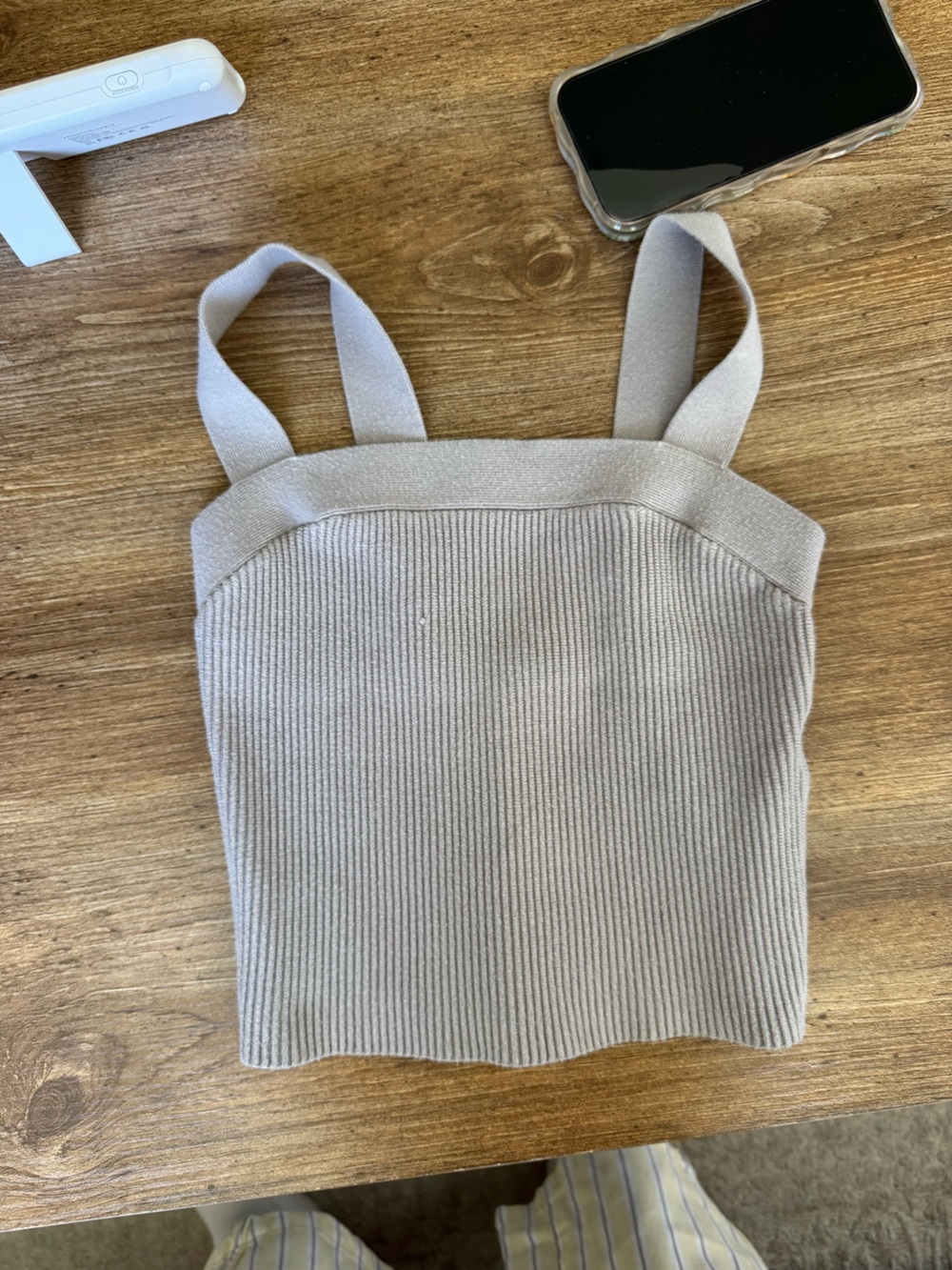 Abercrombie & Fitch Ribbed Tank Top in Light Taupe